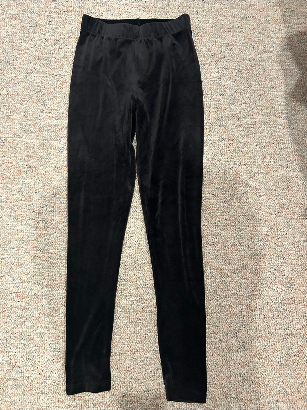 Serra Black Velvet Leggings - Slim Fit